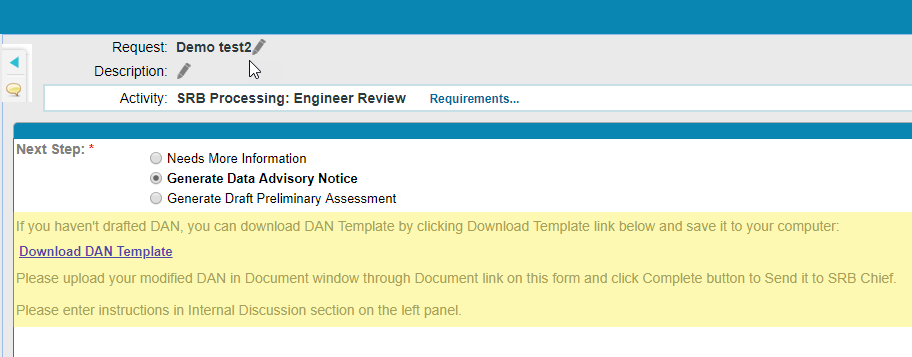 Data Advisory Notice Instructions